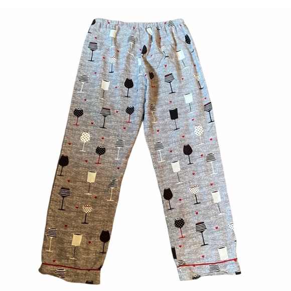 PJ Salvage Wine Glass Print Flannel Pajamas - Picture 5 of 10